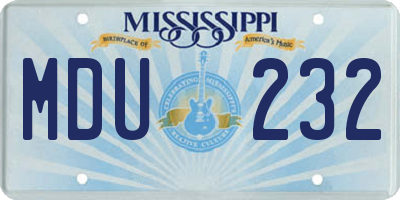 MS license plate MDU232