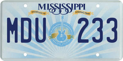 MS license plate MDU233