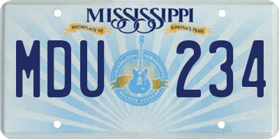 MS license plate MDU234