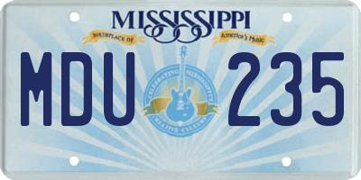 MS license plate MDU235