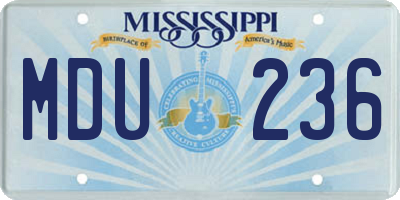 MS license plate MDU236