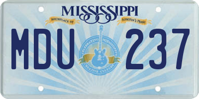 MS license plate MDU237