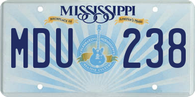 MS license plate MDU238