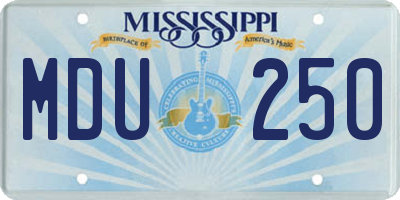 MS license plate MDU250