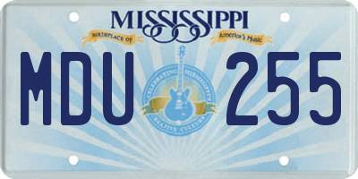 MS license plate MDU255