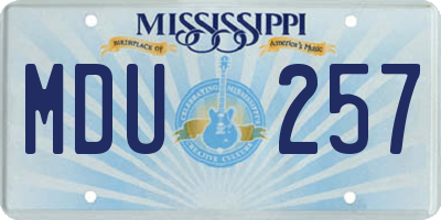 MS license plate MDU257