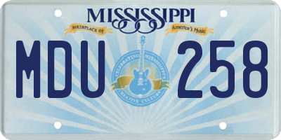 MS license plate MDU258