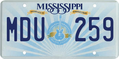 MS license plate MDU259