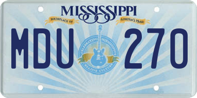 MS license plate MDU270