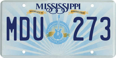 MS license plate MDU273