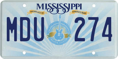MS license plate MDU274