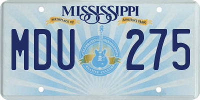 MS license plate MDU275