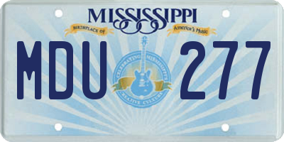 MS license plate MDU277
