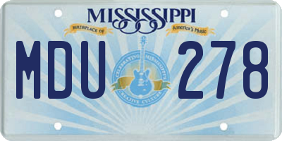 MS license plate MDU278