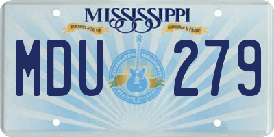 MS license plate MDU279