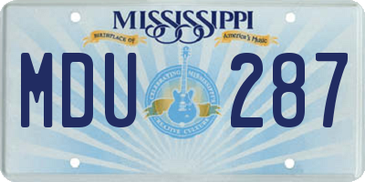 MS license plate MDU287