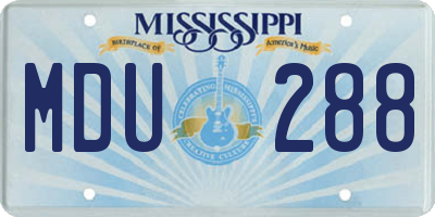 MS license plate MDU288