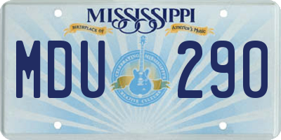 MS license plate MDU290