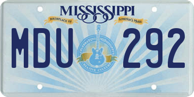 MS license plate MDU292
