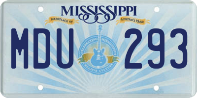 MS license plate MDU293