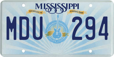 MS license plate MDU294