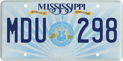 MS license plate MDU298