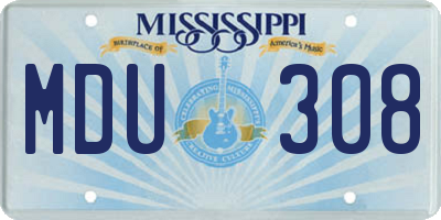 MS license plate MDU308