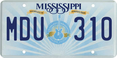 MS license plate MDU310