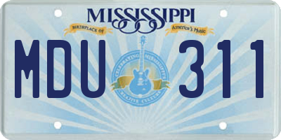 MS license plate MDU311