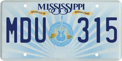 MS license plate MDU315