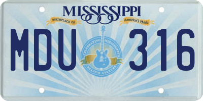 MS license plate MDU316