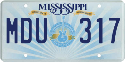MS license plate MDU317