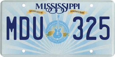 MS license plate MDU325