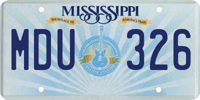 MS license plate MDU326