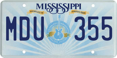 MS license plate MDU355