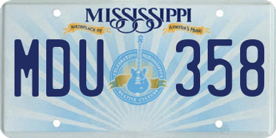 MS license plate MDU358