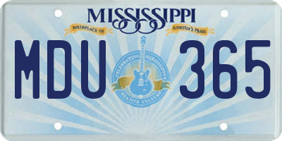 MS license plate MDU365