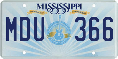 MS license plate MDU366