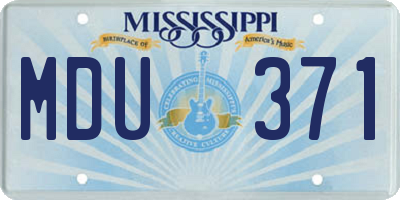 MS license plate MDU371