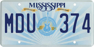 MS license plate MDU374