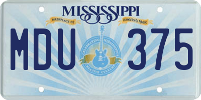 MS license plate MDU375