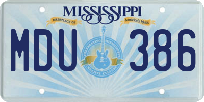 MS license plate MDU386