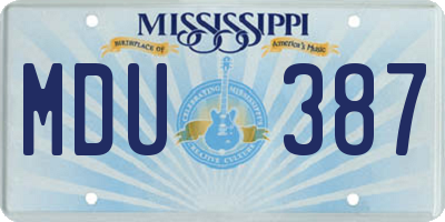 MS license plate MDU387