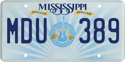 MS license plate MDU389