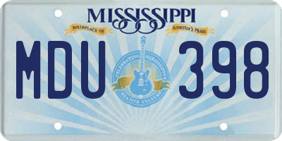 MS license plate MDU398