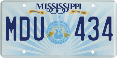 MS license plate MDU434