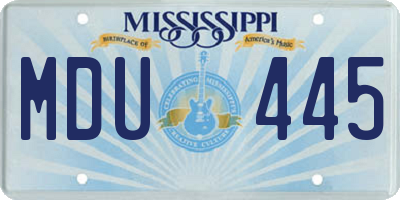 MS license plate MDU445