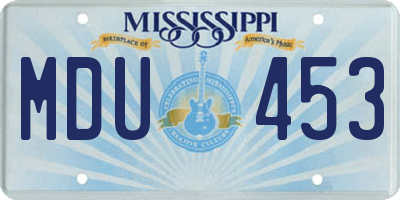 MS license plate MDU453