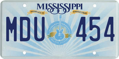 MS license plate MDU454