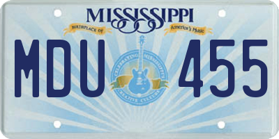 MS license plate MDU455